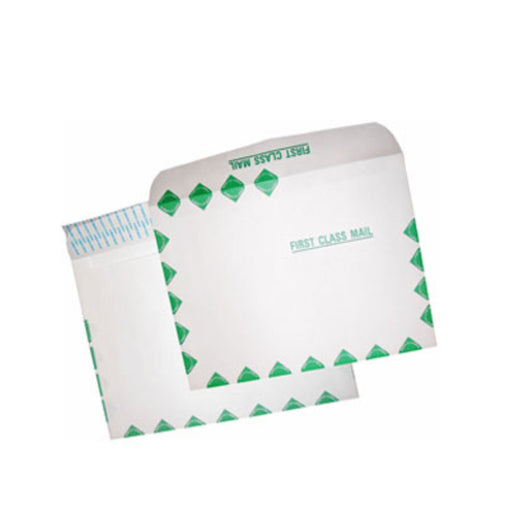 6 x 11-3/8 Tyvek® Booklet / Open Side - Zip Stick® Green First Class Border - Mailers Direct™